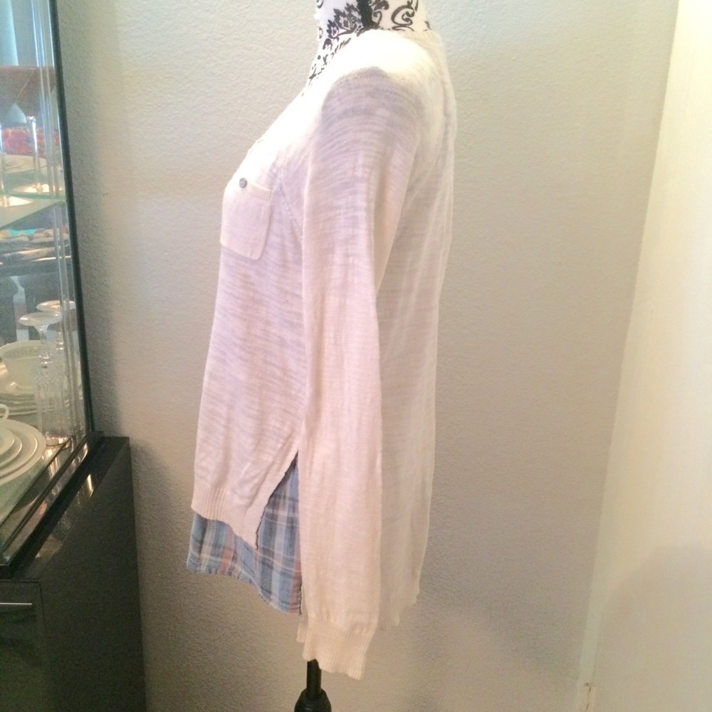 Anthropologie Moth Checked Hem Oversized Pullover Sweater Shirt - Picture 4 of 6